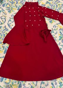 Elegant Red Pearl Embellished top