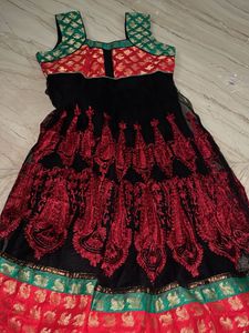 Designer Black &amp; Red Lehenga Choli