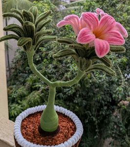 Handmade Pink Adenium Flower Bonsai Decor