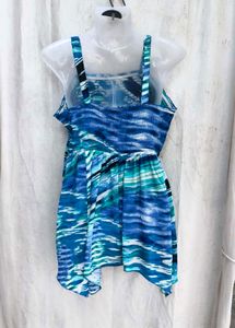 868. Abstract Blue &amp; Teal Print Top