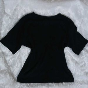 Black T-Shirt with Pink Butterfly Design