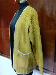 open yellow cardigan