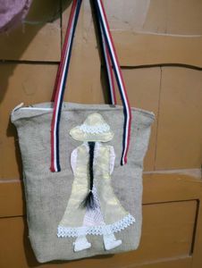 Unique Hand-Embroidered Jute Tote Bag