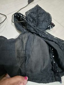 Sparkling Sequin Blouse with Lace Sleeves