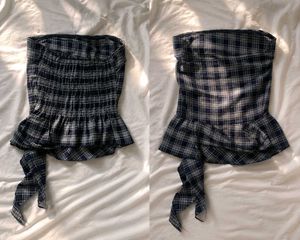Chic Plaid Smocked Tube Top