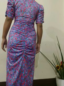Elegant Ruched Floral Maxi Dress
