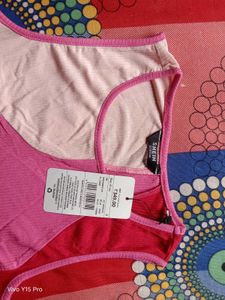 Stylish Pink Color Block Tank Top