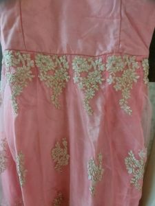 Elegant Pink &amp; Gold Anarkali Dress,Gown