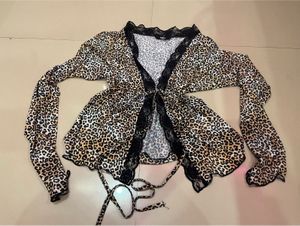 Leopard Print Black lace shrug