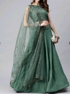 Elegant Sage Green Embroidered Lehenga Set ✨ | Fes