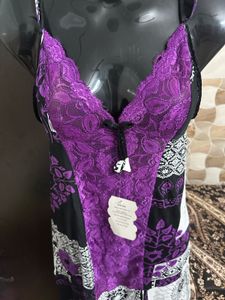 Purple Patchwork Lace Nightgown