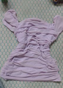 lavender Ruffled  Off-Shoulder top