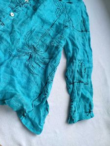 Bohemian Print Button-Up Blouse