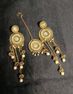 Gold-Tone Pearl &amp; Crystal Earrings