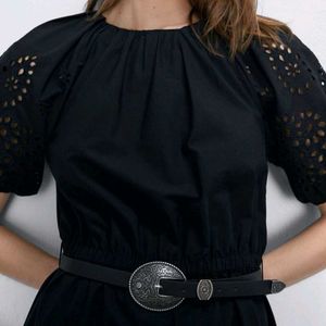Chic Black Broderie Anglaise Mini Dress