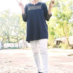 Embellished Teal Kurta Top