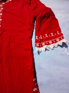 Elegant Red Embroidered Kurta