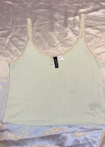white H&amp;M trimmed top