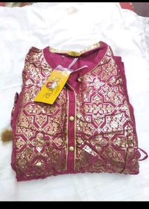 Aurelia Pink ethnic gown Gold Print new with tag