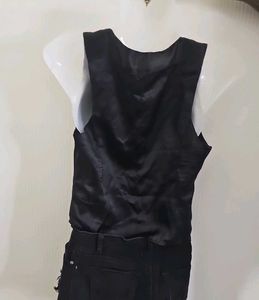 Sleeveless Black Embellished Top jacket