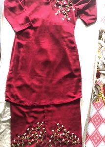 Burgundy Embroidered cord set