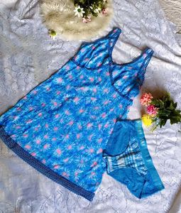Cute Blue Daisy Print Sleep Set