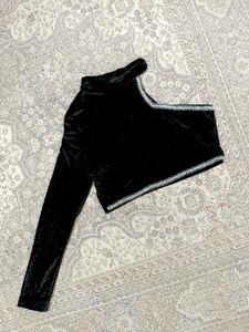 Velvet One-Shoulder Top