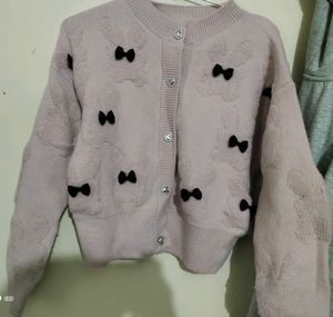 Cute Pink Teddy Bear Cardigan