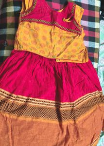 Maroon Cotton Pavada Sattai