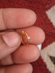Dainty Gold Nose Hoop with Diamond Accent