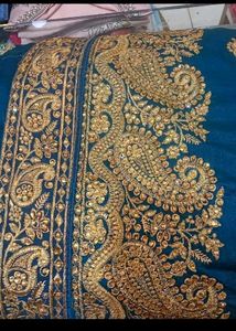 beautifull 😍🎁Embroidered Teal Saree havy work