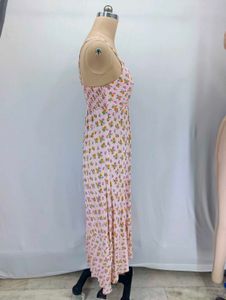 Cute Pink Floral Midi Dress
