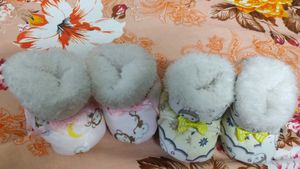 Combo of 2 Pairs Cozy Fleece Baby Booties with Sof