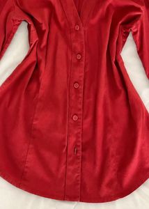 Chic Red Button-Up Shirt