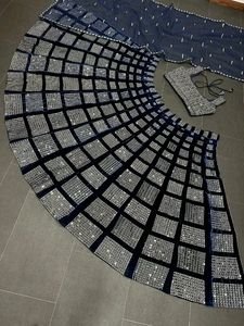 Nevy Blue Velvet Lehenga