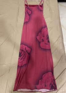 Rose Print Maxi Dress with Scarf