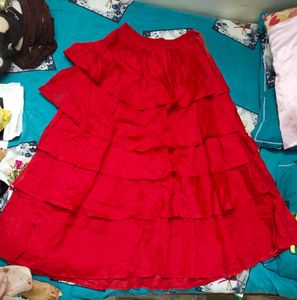 Stunning Red Tiered Lehenga Set