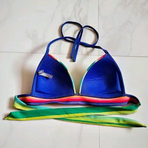 Colorful Striped Bikini Top S