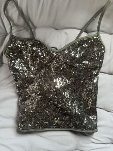 sequin sweetheart corset back top