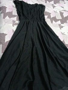 Black Flutter Sleeve V-Neck Dress
