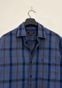 Blue Plaid Button-Down Shirt