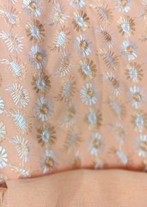 Peach Embroidered dress material