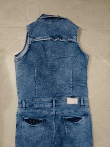 Sleeveless Denim Jumpsuit