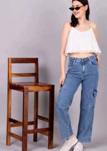 Classic Blue Denim Cargo Pants