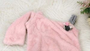 Pink &amp; Grey Heart Dress Material