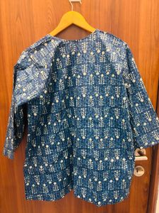 Blue Printed Cotton Kurta