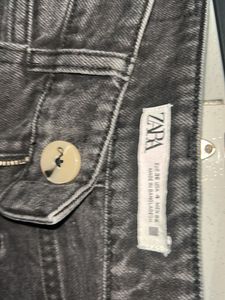Zara Gray Wash Wide Leg Jeans