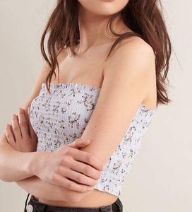 Floral Smocked Strapless Tube Top