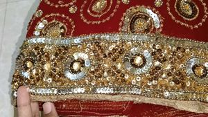 bridal full work Maroon Sequin Dress Material