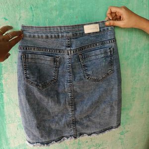 Light Wash Denim Button-Up Mini Skirt